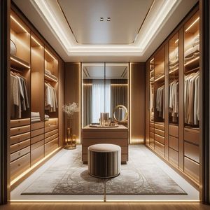 <span class=keywords><strong>Dressing</strong></span> Moderne de Luxe avec Bureau Intégré |   Conception autoportante écologique pour hôtels et centres commerciaux avec éclairage intégré, grande taille - Product Image 2
