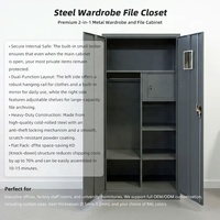 Armoire métallique à 2 portes avec coffre-fort intégré, armoire de classement en acier, armoire de rangement pour vêtements pour bureau de direction et salle du personnel