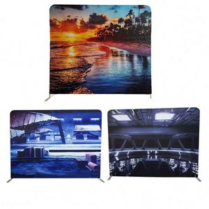 Trade Show Backlit Curved Pop up Tension Fabric Backdrop Wall with Aluminium <b>Frame</b> 280gsm Warp Knitted Fabric for <b>Large</b> Events - Product Image 1