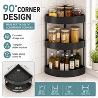Étagère d'angle à 3 niveaux pour épices de cuisine, support de rangement triangulaire en plastique pour comptoir, pour condiments, bouteilles, organisateur de garde-manger