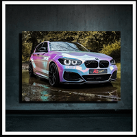 Décoration Murale LED Voiture de Sport : Trois Vues Frontales avec Détails Lumineux pour Garage, Salle d'Exposition, Bureau, Salle de Jeux