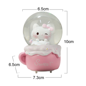 Customized Resin Crafts Cartoon Kitty <strong>cat</strong> Glowing <strong>Snow</strong> <strong>Globe</strong> with Shinny Silvery Flakes - Product Image 2