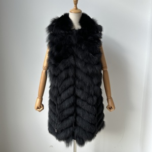 Nuovo Gilet in vera pelliccia di volpe giacca elegante Gilet lungo giacca in morbida pelliccia soprabito <span class=keywords><strong>senza</strong></span> <span class=keywords><strong>maniche</strong></span> invernale - Product Image 3