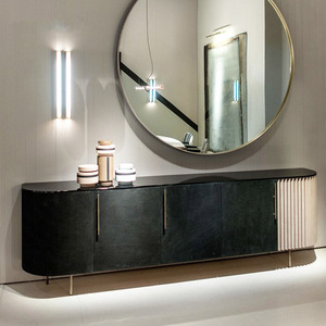 Moderno lusso grigio ovale <span class=keywords><strong>Tv</strong></span> Stand in legno <span class=keywords><strong>Tv</strong></span> 85 pollici Console Cabinet turchia Design <span class=keywords><strong>Tv</strong></span> unità da tavolo per soggiorno mobili - Product Image 3