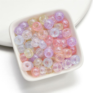 Acrylic Two Tone Large Hole <b>Beads</b> Round Barrel Shape For Jewelry Making DIY Handmade Beading Materials Accessories - Product Image 1