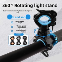 Support de lampe de vélo universel stable et réglable à 360 degrés, clip de fixation pour guidon