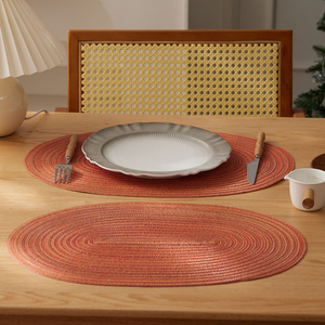 Tabletex Kho giá rẻ 45x30cm hình bầu dục Polyester dệt thân thiện với môi Bohemian phong cách cách nhiệt bán buôn Dinning bảng Thảm bảng - Product Image 4