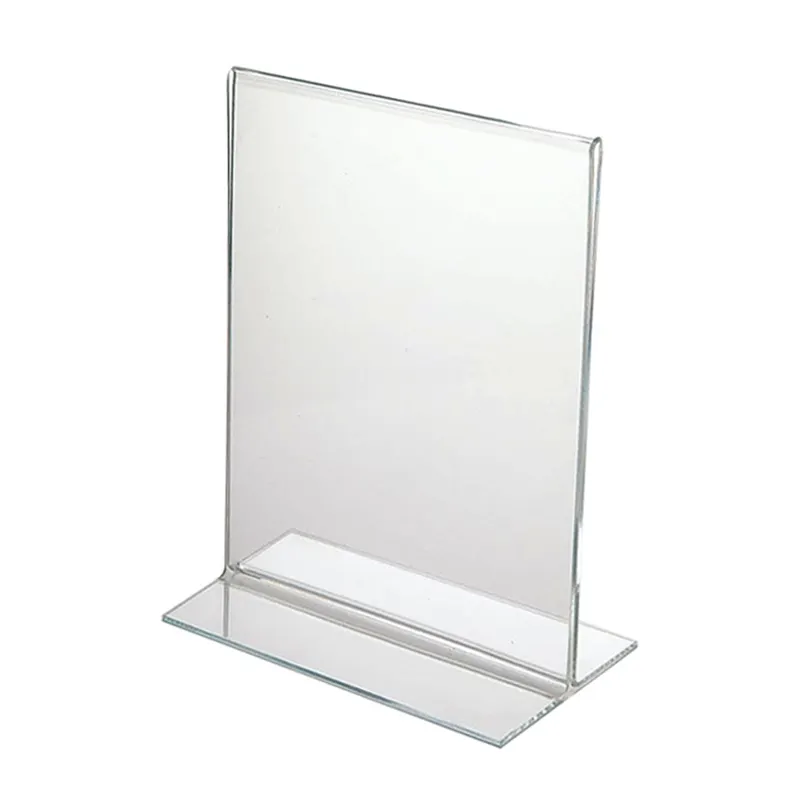 Double Sided Viewing Menu Holder Stand Custom A3 A4 A5 T Shaped Acrylic Sign Holder