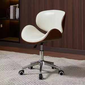 Chaise de bureau ergonomique moderne en cuir avec cadre métallique, dossier pivotant, hauteur réglable pour la maison, l'étude, le travail, les conférences - Product Image 3