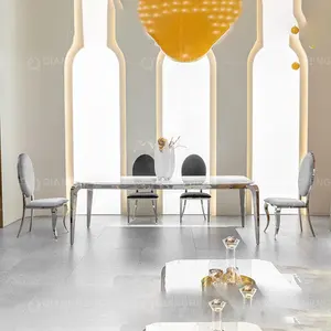 4毫米8毫米10毫米12毫米厚钢化玻璃餐桌白色8人客厅玻璃不锈钢餐桌10座