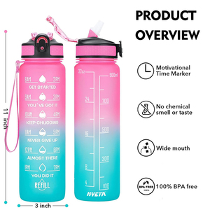 32 oz 1l BPA-Free Tritan Motivational borraccia acqua con indicatore di tempo filtro filtro per bere paglia diretta per palestra Fitness - Product Image 4