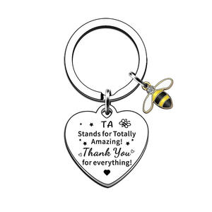 Appréciation des enseignants personnalisés, je voulais juste dire merci porte-clés abeille en métal cadeau de la fête des enseignants porte-clés pendentif en acier inoxydable - Product Image 3