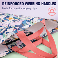 Grand sac fourre-tout en PP tissé avec poignées en sangle rose et imprimé flamant rose, réutilisable pour les courses quotidiennes et la visite du marché