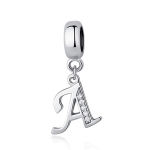 Hot Selling S925 Sterling <strong>Silver</strong> <strong>Initial</strong> Bead <strong>Pendant</strong> Cross-Border letter charms bead Bracelet &amp; Necklace Accessories women gift - Product Image 6