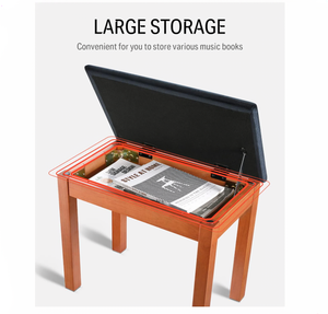 Banco de <span class=keywords><strong>Piano</strong></span> de Madera Maciza con Almacenamiento, Silla de Teclado con Cojín de Gamuza, Asiento Multifuncional con Librero para Sala de Música en Casa - Product Image 4