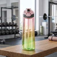 Bouteilles de sport transparentes anti-fuite en Tritan+PP avec paille intégrée, compatibles lave-vaisselle – Idéales pour Halloween, la randonnée, l'école, la salle de sport et les festivals