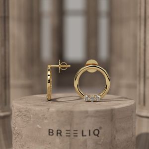 Boucles d'oreilles clous cercle ouvert en or blanc avec accents de diamants, boucles d'oreilles halo rondes minimalistes pour femme, géométriques modernes - Product Image 4