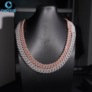Cadena Cubana de Plata de Ley 925 con Moissanita, Chapada en Oro Rosa, Eslabones Completamente Pavimentados, Lujosa, Unisex, para Uso Diario, 13MM - Product Image 5