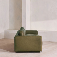 Canapé italien minimaliste en cuir mousse, 3 places, accoudoirs droits, assise profonde, meubles de salon confortables pour maison, villa, hôtel, loft