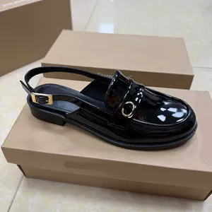 Sandalias de Mujer de Alta Calidad 2026, Nueva Marca de Diseñador, Superventas, Negras, Planas, Punta Redonda, Casuales, a la Moda - Product Image 2