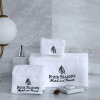 Luxury 5 Star Hotel White 100% Cotton Face Hand Bath Towels Set for Hotel Spa With Customized Logo