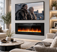 Cheminée électrique murale ultra-mince de 50 pouces certifiée CE, 1500W, avec télécommande, thermostat et flamme réaliste pour la maison et l'hôtel