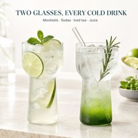Gobelet en verre givré avec logo personnalisé, forme incurvée créative, gobelet à boire en verre pour cocktail, jus, boisson