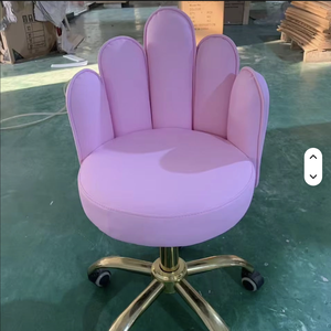 เก้าอี้ช่างเทคนิคปรับระดับได้ สีชมพูสด ทำจากหนังหรือผ้า สำหรับร้านเสริมสวย อุปกรณ์เฟอร์นิเจอร์ร้านเสริมสวย - Product Image 4