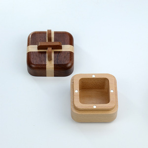Wood Jewelry Box Square Wooden Gift Box For Jewelry <b>Ring</b> <b>Storage</b> Home Office Use - Product Image 4