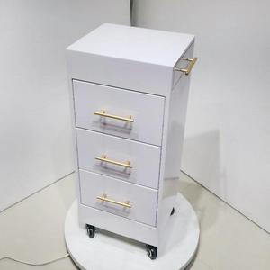 Barber Shop Trolley 3 Layers Steel Shelf Hair Salon Hair Color Styling Serving 3-tier Trolley Table and <b>Drawer</b> Salon Furniture - Product Image 2