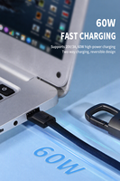 Kabel Pengisi Daya Gantungan Kunci 60W, Kabel Data USB Pendek Berbahan Paduan Seng dan Nilon Kepang dengan Klip Karabiner untuk Ponsel, Tablet, dan Perjalanan