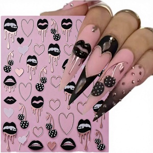 1 unidad <span class=keywords><strong>de</strong></span> pegatinas 3D <span class=keywords><strong>de</strong></span> corazón negro estilo japonés para uñas, diseño sexy <span class=keywords><strong>de</strong></span> San Valentín, línea <span class=keywords><strong>de</strong></span> plástico, cereza, autoadhesivas, para <span class=keywords><strong>manicura</strong></span> DIY - Product Image 4