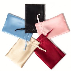 Pochette personnalisée pour bijoux de mode, sac à cordon doux avec ruban, logo personnalisé, pochette en satin - Product Image 1