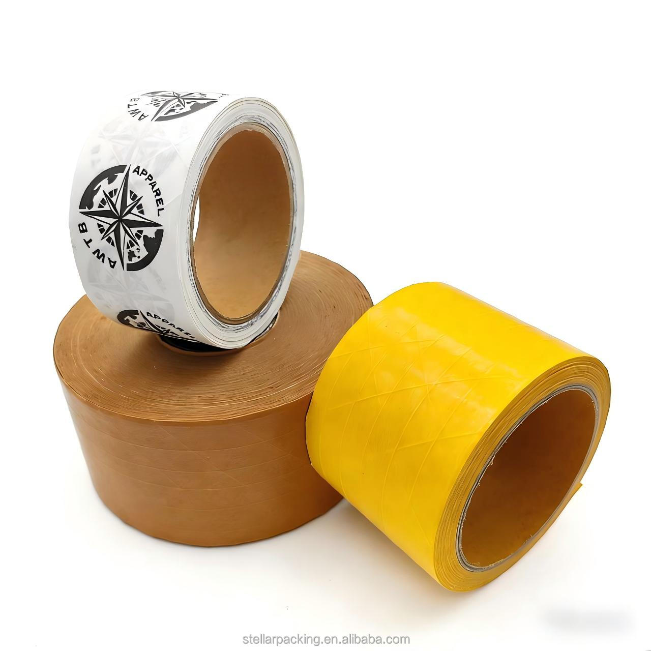 Custom Single Sided Biodegradable Waterproof Self-Adhesive Kraft Paper Packing Tape for Carton Sealing