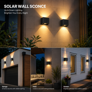 IP65 impermeable arriba abajo 3 paneles solares luz de pared decoración al aire libre jardín patio lámpara de pared apliques exteriores iluminación de valla - Product Image 2
