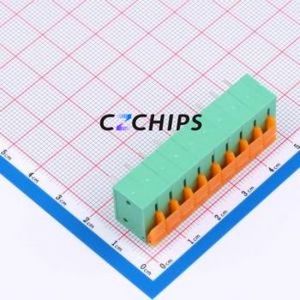 MX142R-5.08-09P-GN01-Cu-A Spring Terminal Block Bent Lead Through Hole,P=5.08mm Connector 1x9P 5.08mm Green Right Angle Insert - Product Image 2