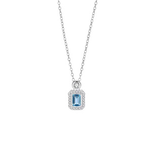 Collar con Colgante Cuadrado Geométrico de Cristal Azul Océano, de Alta Gama, para Mujer, Estilo Simple, Ligero y Lujoso, Cadena de Moda X2236, Plata - Product Image 3