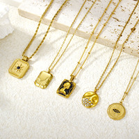 Collier de sculpture géométrique de mode pour femmes avec pendentif à tête carrée plaqué or Logo personnalisé bijoux en gros