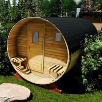Sauna extérieur moderne en forme de baril électrique avec des tuiles en cèdre rouge massif pour utilisation en villa