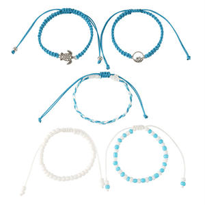 Novo Surfer Wave cera String Tornozelo Pulseiras Ocean Wave Turtle Amizade Tornozeleiras Pulseiras Impermeável Boho Tornozeleiras Trançadas - Product Image 5