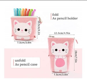 Hoàng gia công bằng 3D dễ thương mèo đặc biệt mở rộng biến đổi tùy chỉnh bút chì trường hợp vải poly túi màu hồng bút chì túi 3 lớp bút chì túi tuyết trắng - Product Image 2