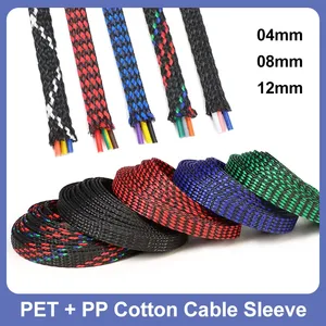 4/8/12mm 새로운 꼰 슬리브 PET 원사 + PP 면 확장 가능 절연 와이어 랩 케이블 보호 하네스 케이블 슬리브 칼집 - Product Image 2