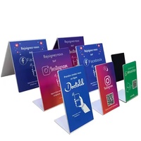 Support de Carte NFC RFID pour Communication sur les Réseaux Sociaux - Présentoir de Table en Acrylique PVC Personnalisé pour Code de Menu et Avis Google pour Restaurant