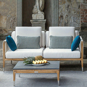 Conjunto de Sofás Seccionales Contemporáneos para Exteriores, de Teca y Ratán, Ecológicos, Duraderos, para Patio, Balcón, Comedor, Sala de Estar, Playa, Ocio, Modernos - Product Image 3