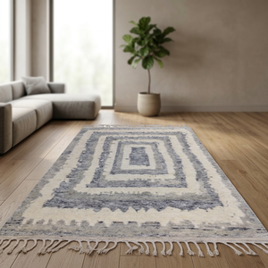 MEH Handmade <b>Moroccan</b> Woven High Pile Wool Area <b>Rug</b> Custom Modern Abstract Rectangle Non-Slip Machine Washable Waterproof Medium - Product Image 3