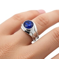 Ensemble de bagues classiques pour couple, grande bague homme en zircon bleu brillant avec accent en zircon bleu et blanc, bague de mariage audacieuse pour femme, bague empilable