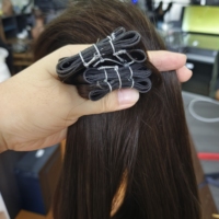 Ekstensi Rambut Genius Virgin Single Weft Harga Pabrik 100% Rambut Asli Kualitas Tipis Double Drawn Hand Tied Weft