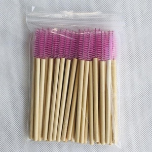50 brosses à mascara jetables en bambou rose, outils de maquillage écologiques, lot de brosses à cils - Product Image 6