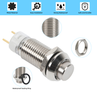 Interrupteur à bouton-poussoir LED métallique étanche avec point de contact argenté 8mm, mini micro rond 0-250V, autobloquant pour démarrage de l'alimentation et sonnette