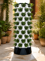 Tour hydroponique compacte à 10 niveaux pour jardin vertical avec pompe submersible et panier en filet pour balcon et toit de maison